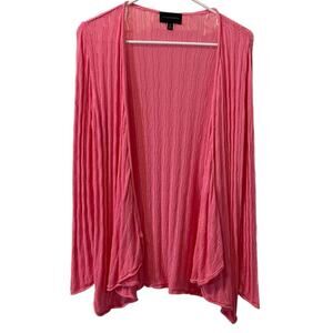 Investments Women Hot Pink Open Front Cardigan Med Lightweight Open Weave